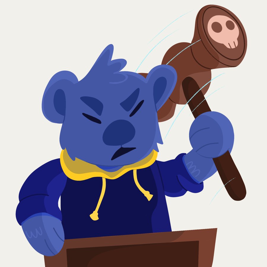 Bluebear with a gavel emote