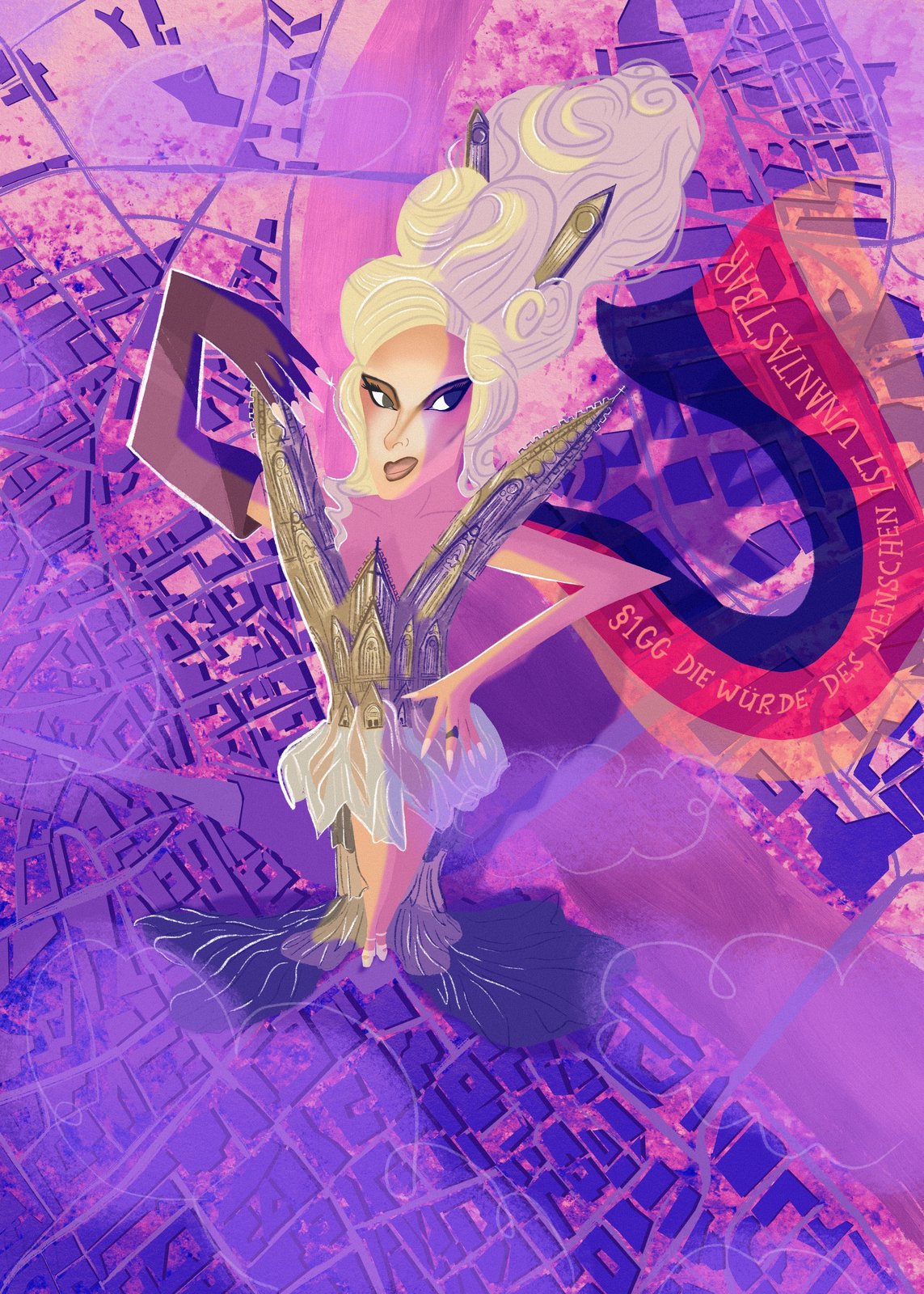 The Only Naomy, a glamorous figure above a city
