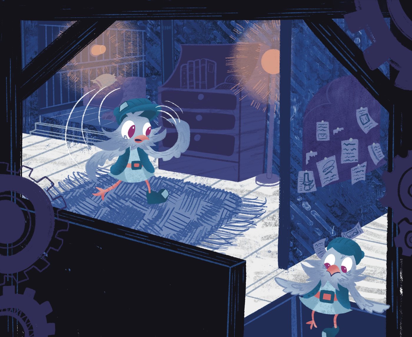 Finished page: Floop at work inside the tower