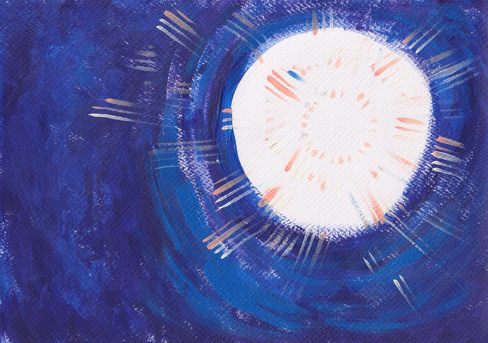 Painted texture of a bright burst of light