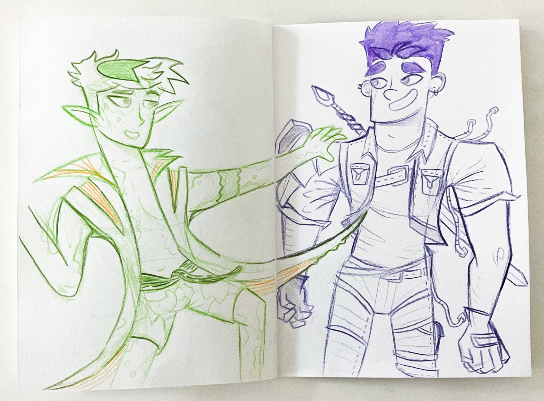 Sketches of Koi beside Dan