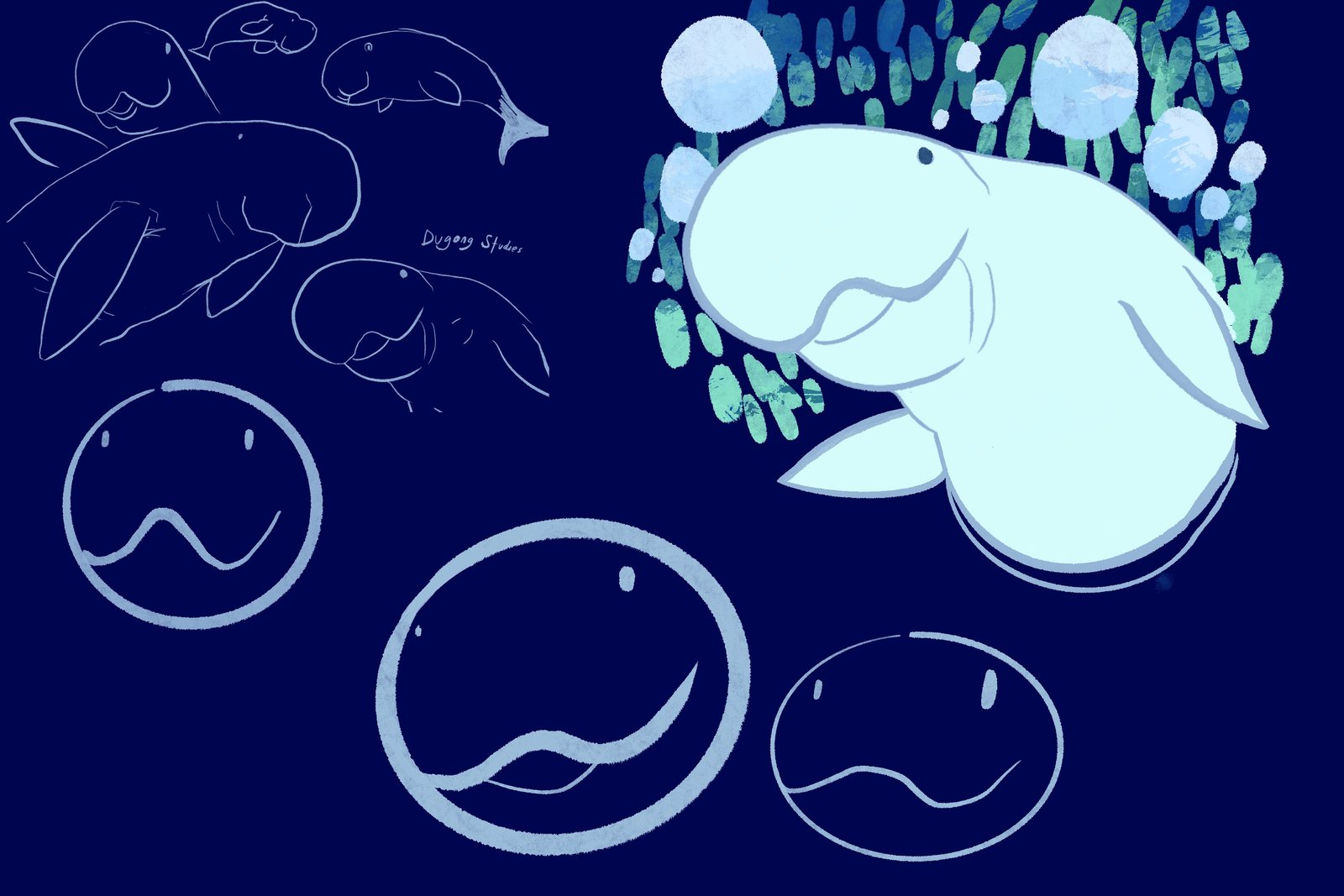 Early dugong sketches for Bo