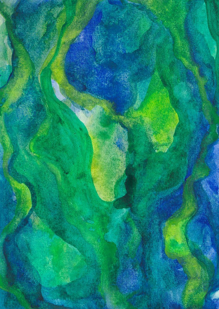 Blue and green watercolour texture painting